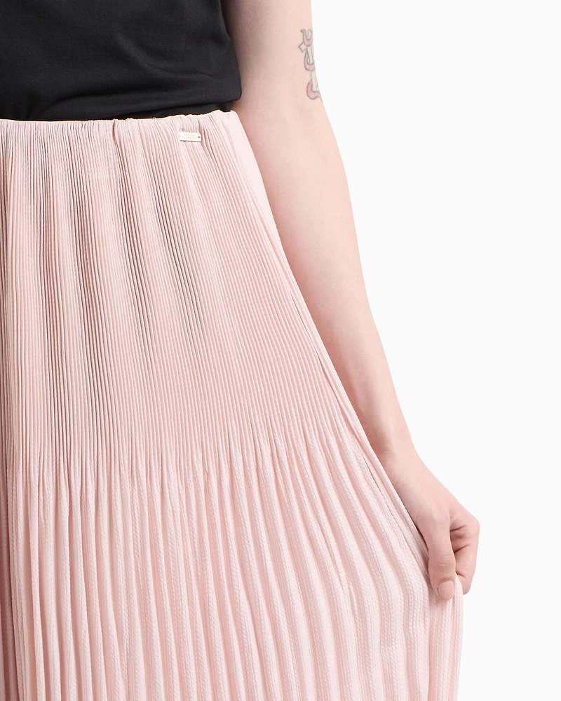 Pleated voile longuette skirt