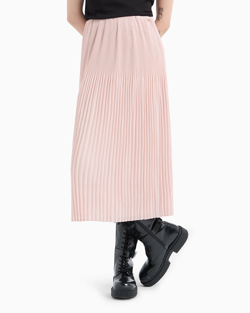 Pleated voile longuette skirt