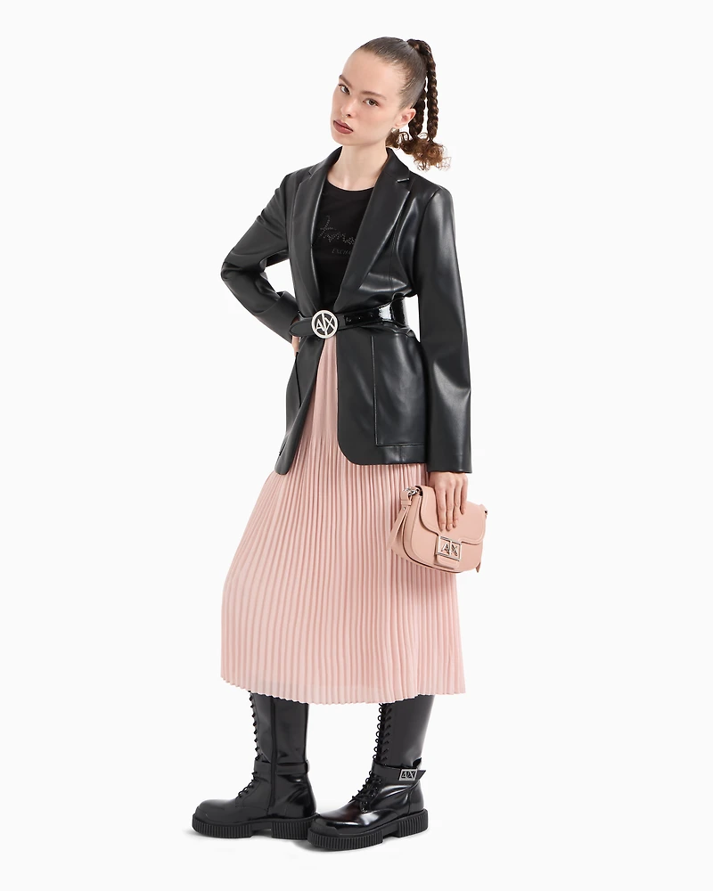 Pleated voile longuette skirt