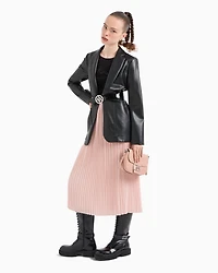 Pleated voile longuette skirt
