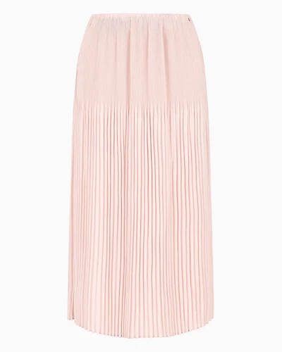 Pleated voile longuette skirt