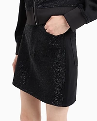 Denim mini skirt with rhinestones