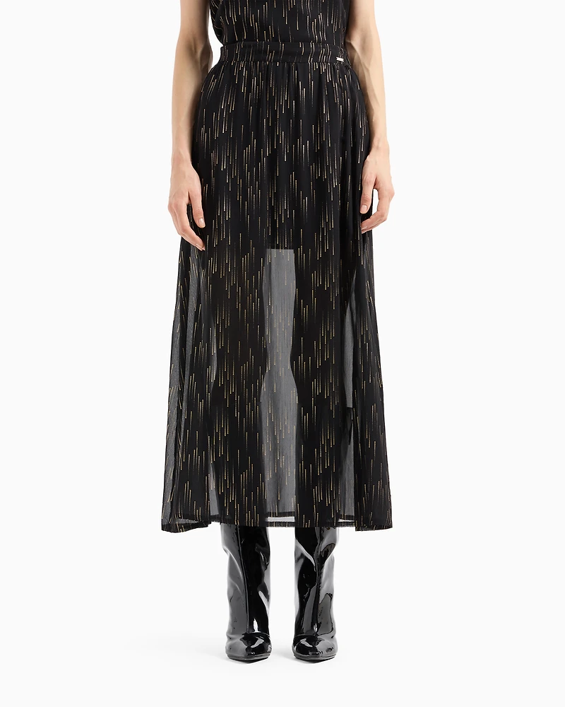 Longuette skirt transparent voile and lurex