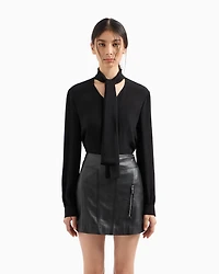 Leather mini skirt with zip