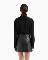 Leather mini skirt with zip