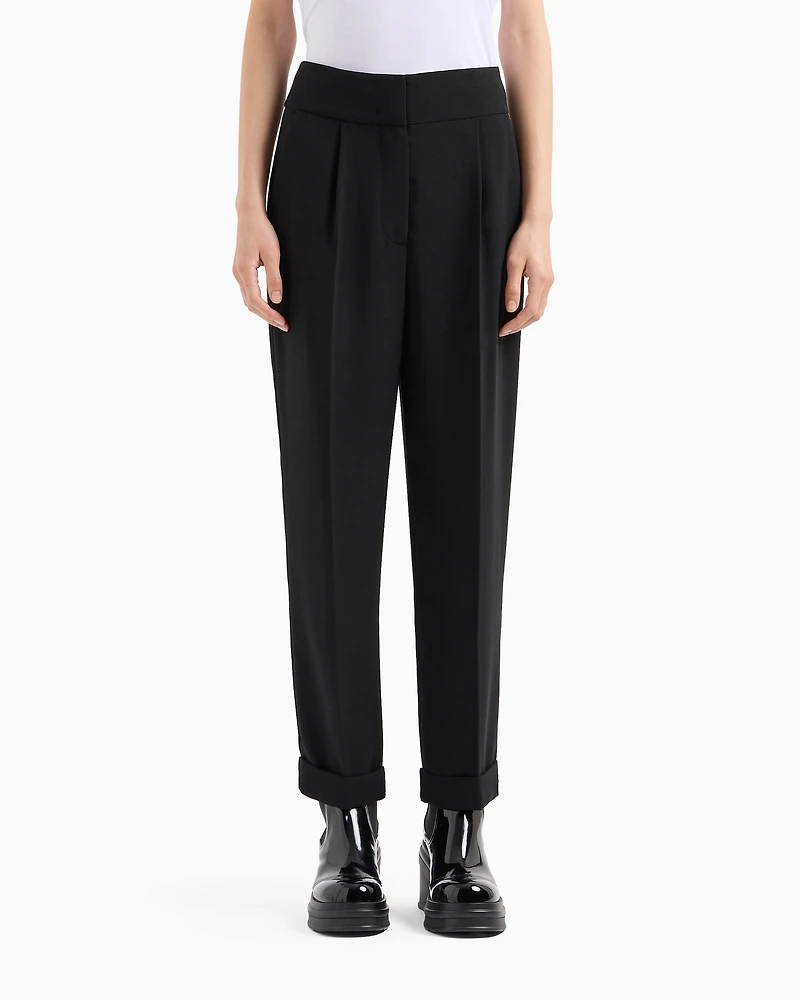 ASV fabric trousers with pleats and turn-ups at the bottom