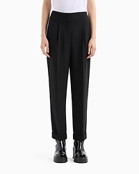 ASV fabric trousers with pleats and turn-ups at the bottom