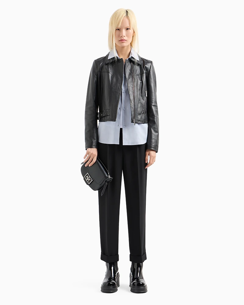 ASV fabric trousers with pleats and turn-ups at the bottom