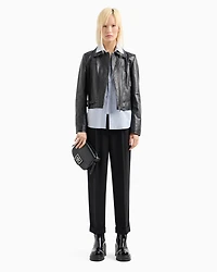 ASV fabric trousers with pleats and turn-ups at the bottom