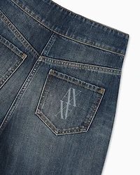 Cotton denim boyfriend jeans with embroidered logo on the pocket