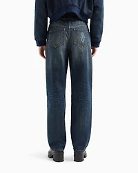 Cotton denim boyfriend jeans with embroidered logo on the pocket