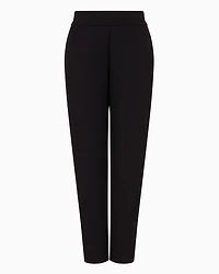 Stretch fabric jogger pants with rhinestone logo