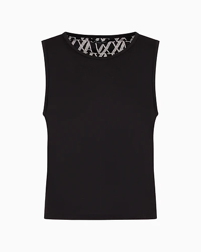 Top with back flamed monogram fabric