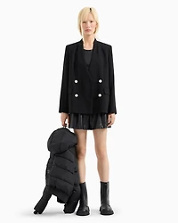 Padded jacket with hood opaque fabric
