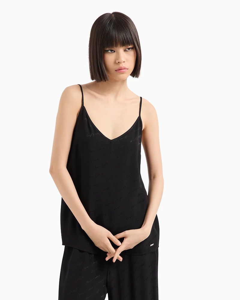 Fabric top with allover logo