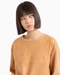 Crewneck sweatshirt eco leather and fleece