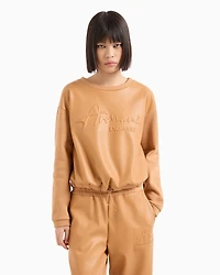 Crewneck sweatshirt eco leather and fleece