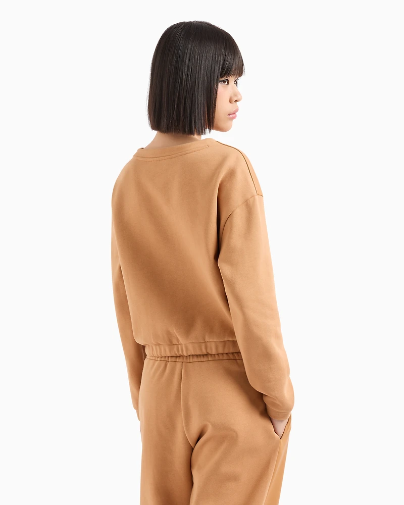Crewneck sweatshirt eco leather and fleece