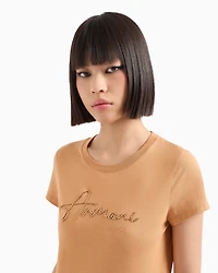 Slim fit T-shirt with logo lettering and sequins
