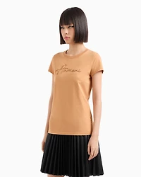 Slim fit T-shirt with logo lettering and sequins