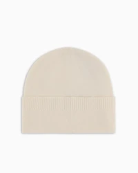 Wool Blend Beanie Hat with Embroidery