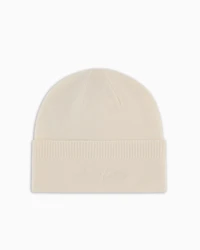 Wool Blend Beanie Hat with Embroidery