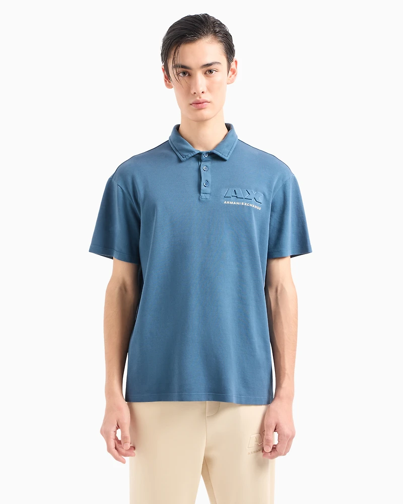 Regular fit cotton polo shirt with short sleeves and logo
