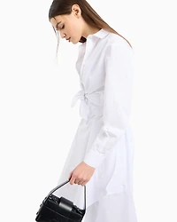 Asymmetric poplin dress with bow