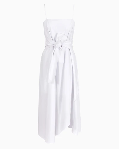 Asymmetric poplin dress with bow
