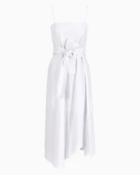 Asymmetric poplin dress with bow