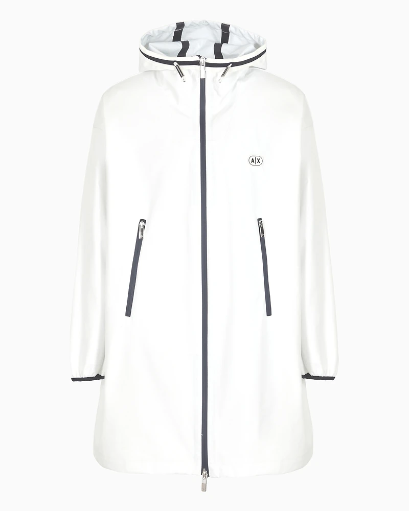 Caban coat stretch fabric with logo tape