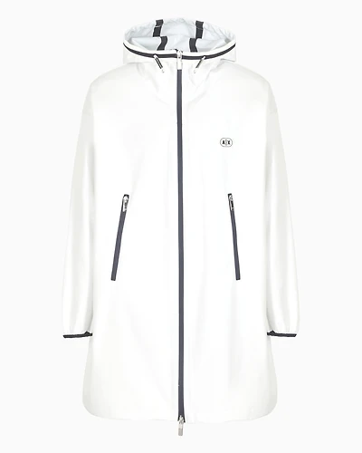 Caban coat stretch fabric with logo tape
