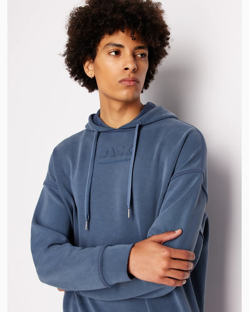 Stretch fabric zip-up hoodie