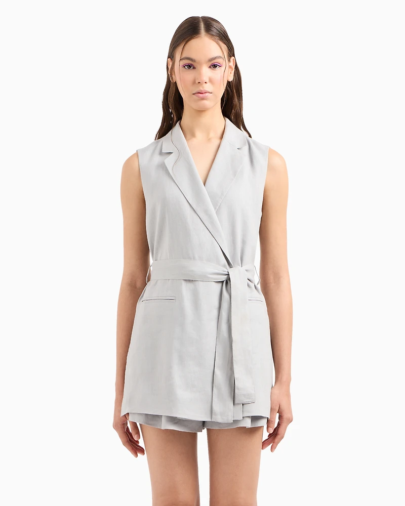 Double-breasted waistcoat linen and cotton canvas
