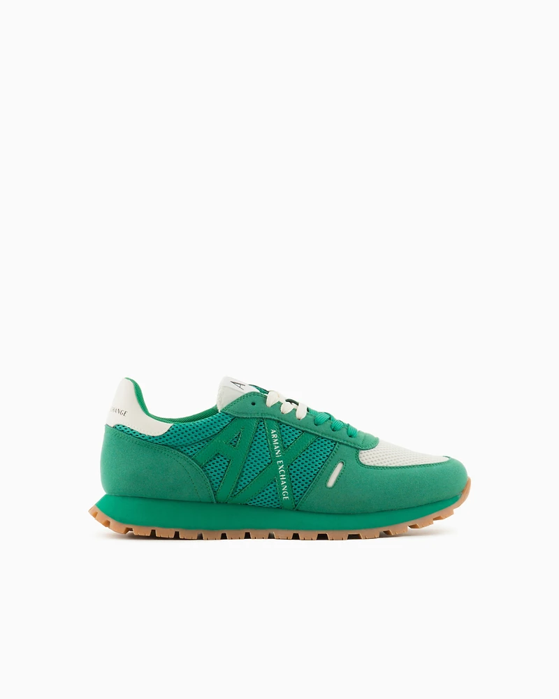 Sneakers with mesh and eco-suede inserts