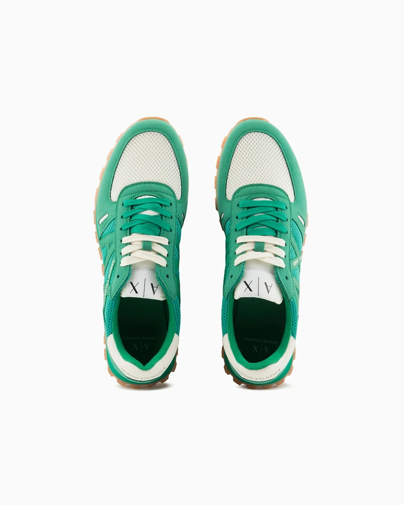 Sneakers with mesh and eco-suede inserts