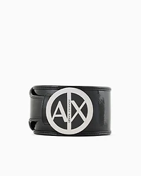 High patent leather belt with logo
