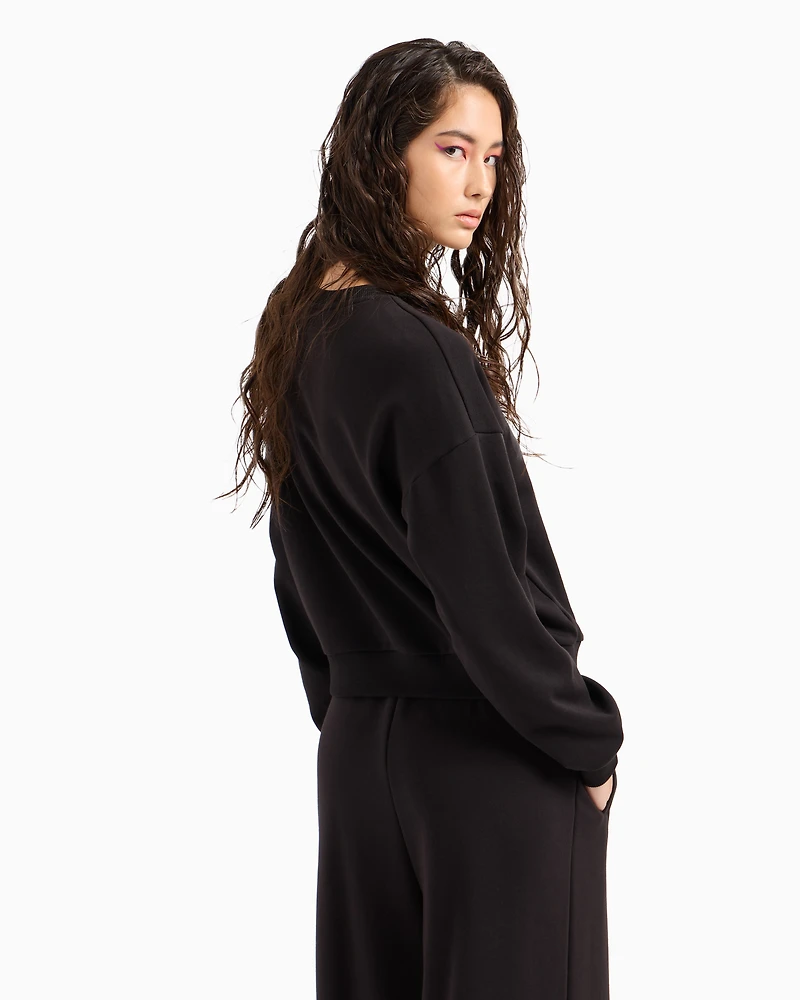 Crewneck sweatshirt with logo print and metal details