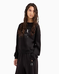 Crewneck sweatshirt with logo print and metal details