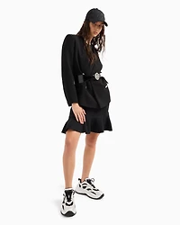 Midi dress with ruffled skirt and short sleeves