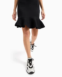 Midi dress with ruffled skirt and short sleeves