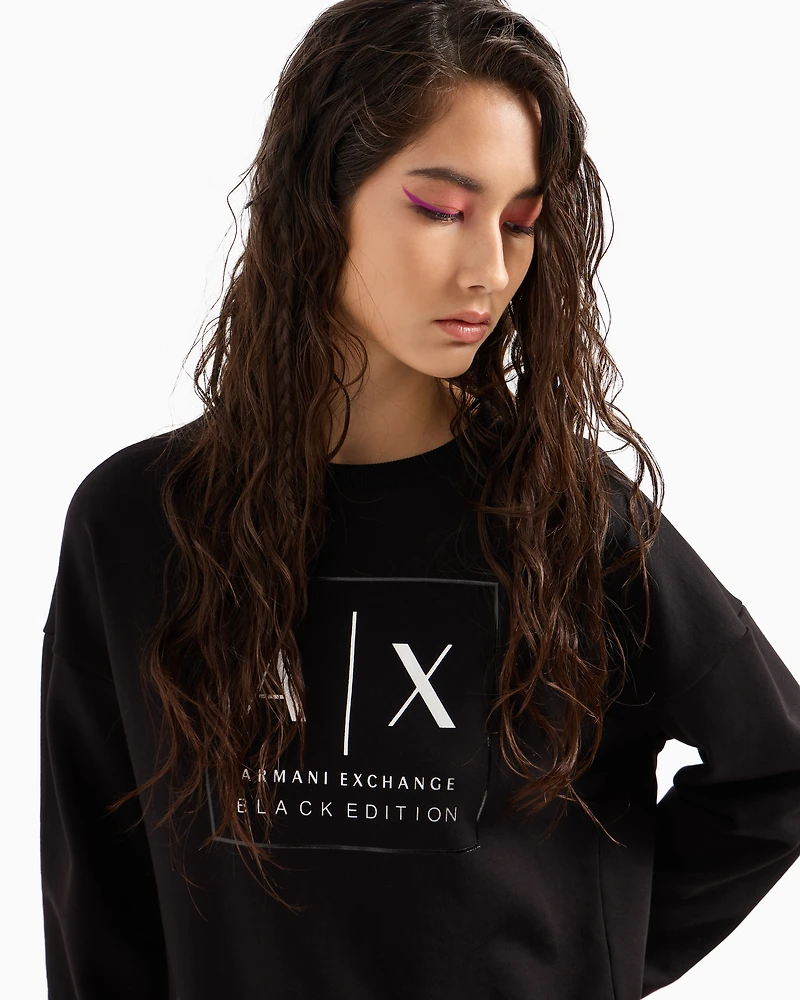 Crewneck sweatshirt with logo print and metal details