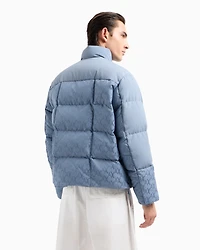 Full zip jacket fabric with allover logo