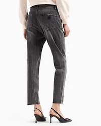 Cropped boyfriend jeans rigid cotton denim