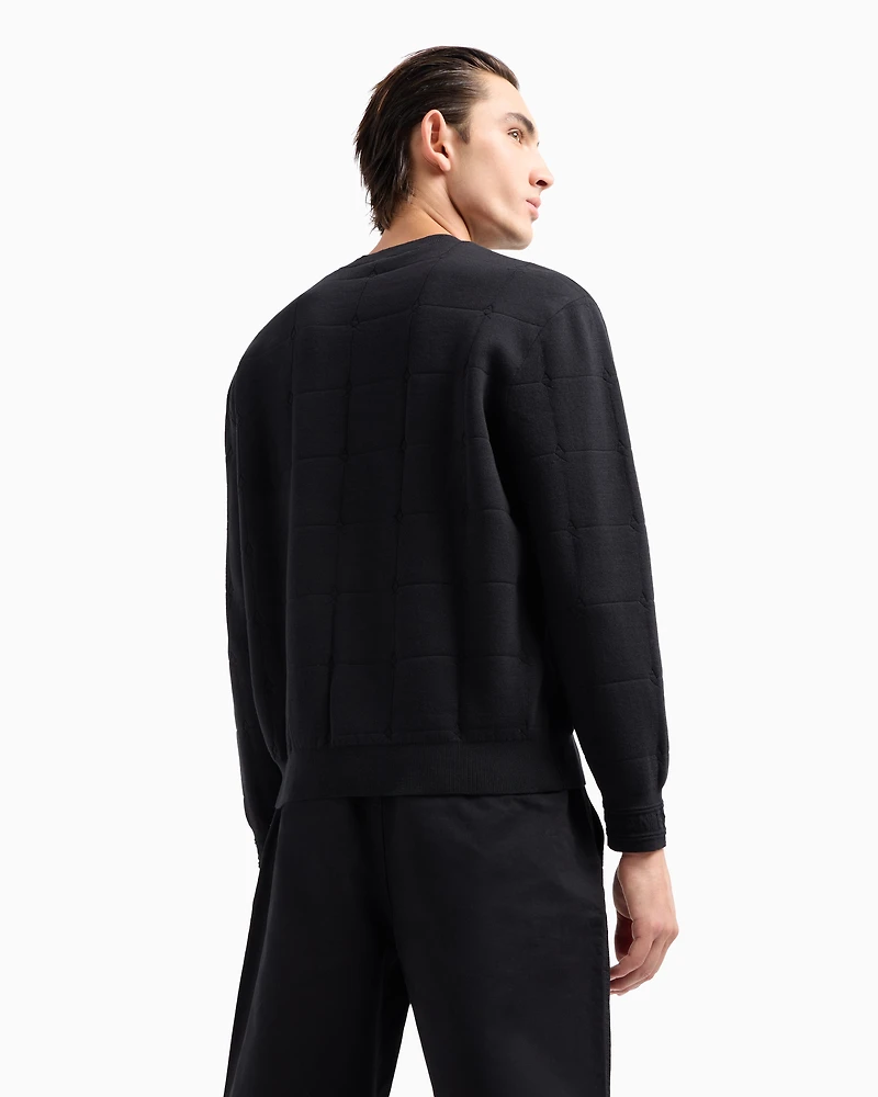 Checked Jacquard Crewneck Sweater