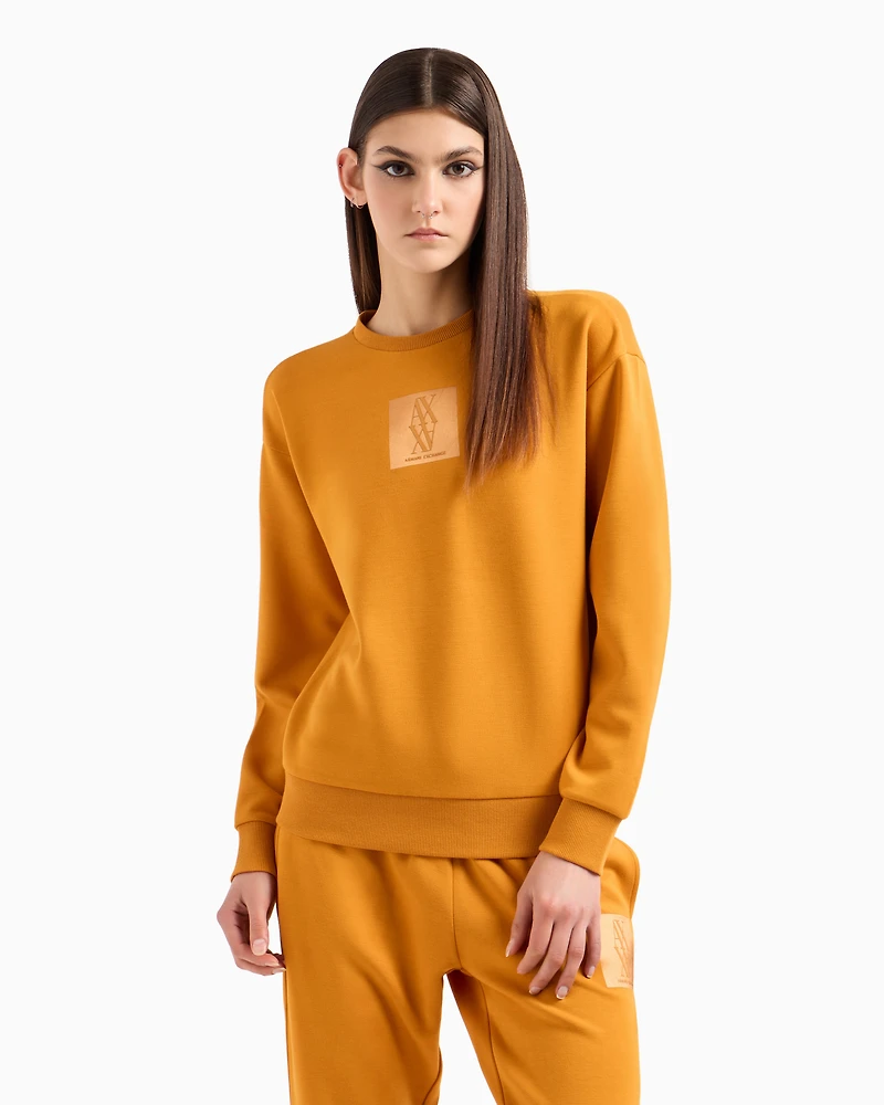 Crewneck sweatshirt with monogram patch