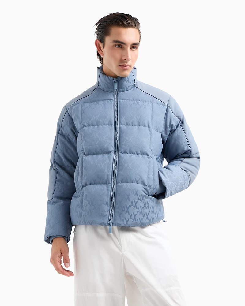 Full zip jacket fabric with allover logo