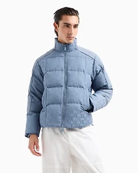 Full zip jacket fabric with allover logo