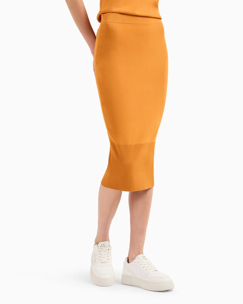 Recycled fabric longuette skirt with ASV monogram patch