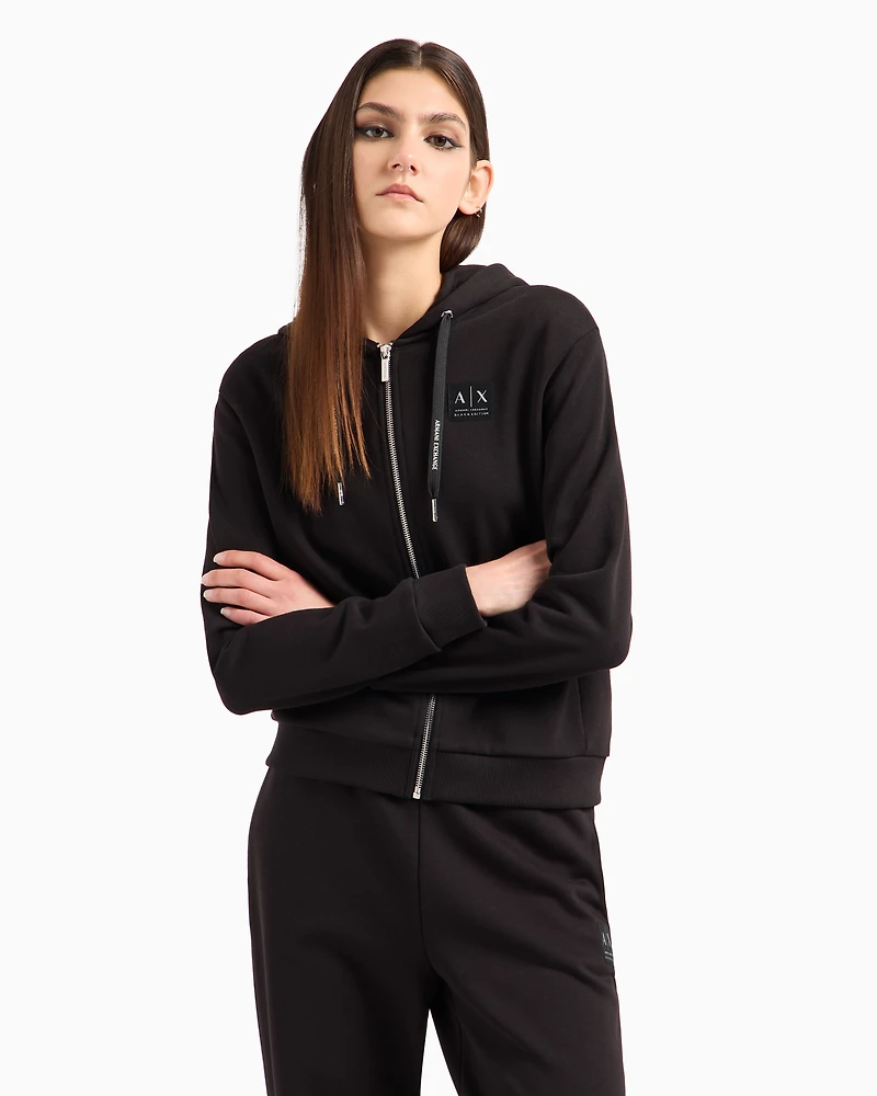 Zip-up hoodie with logo label